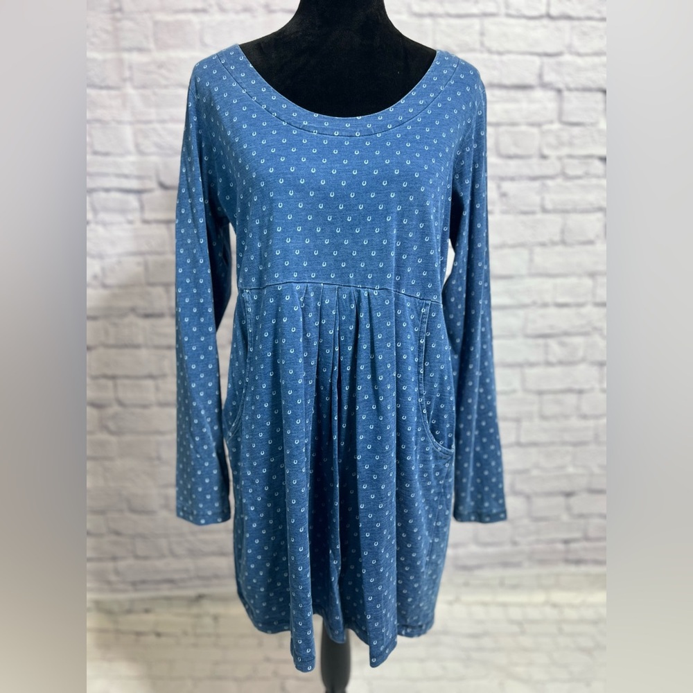 Joules Indigo Tunic - Blue Patterned Cotton Tunic Shirt / Dress - Size 12